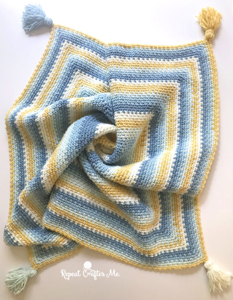 Moss Stitch in a Square Blanket