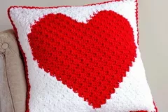 Heart C2C Sherpa Pillow Free Crochet Pattern