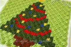 C2C Crochet Christmas Tree Pixel Square