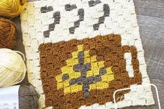 C2C Tiny Fall Leaf Cup Afghan Square Free Crochet Pattern