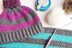 Striped Herringbone Hat Free Pattern