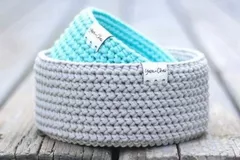 Herringbone Round Crochet Basket Free Crochet Pattern