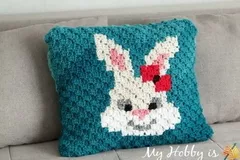 Removable C2C Bunny Pillow Case Free Crochet Pattern