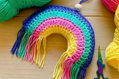 Rainbow Happy Wall Hanger Free Crochet Pattern