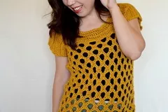 Yellow Honeycomb Top Free Crochet Pattern