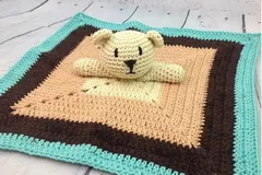 Teddy Bear Lovey Blanket Free Crochet Pattern