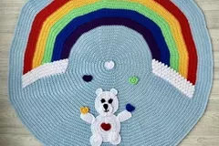 Love Bear Rainbow Baby Blanket Free Crochet Pattern