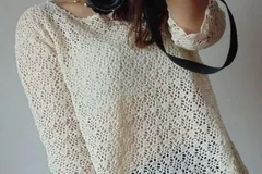 White openwork pullover