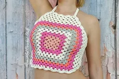 Granny Square Halter Top Free Crochet Pattern