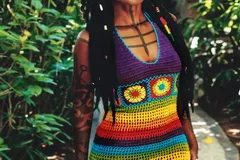 Rainbow crochet dress