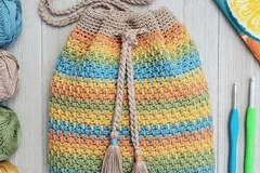 Summer Slice Drawstring Bag Free Crochet Pattern