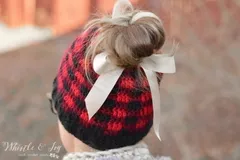 Buffalo Plaid Messy Bun Hat