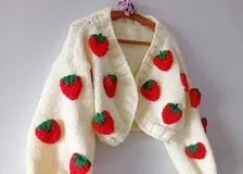 Crochet strawberry cardigan