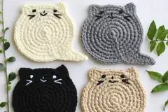 Free crochet cat coaster pattern