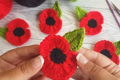 Remembrance Poppy Brooch Free Crochet Pattern