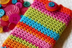 Crochet Bright and Stripy Mobile Phone Cover