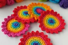 Crochet Rainbow Flowers Applique