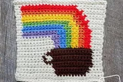 8″ Tapestry Rainbow and Coffee Afghan Square