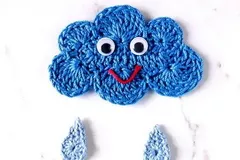 Crochet Clouds And Raindrops Applique