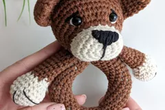 Crochet Dog Pattern, Baby Rattle Dog Amigurumi Pattern