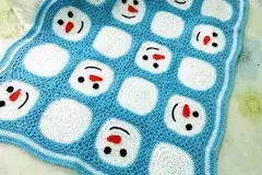 Crochet Snowman Granny Squares Blanket