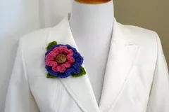 Layered Ruffle Flower Crochet Brooch Pattern