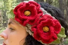 Poppy Flower Crochet Headband Pattern