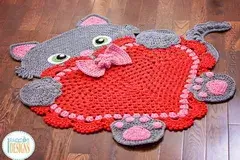 Sassy the Kitty Cat Heart Rug