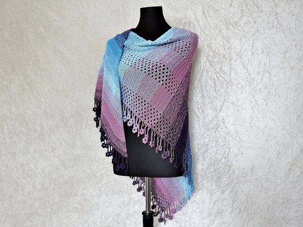 Crochet pattern shawl, wrap Daisy