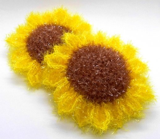 Crochet pattern sunflower scrubbies - very easy and quick