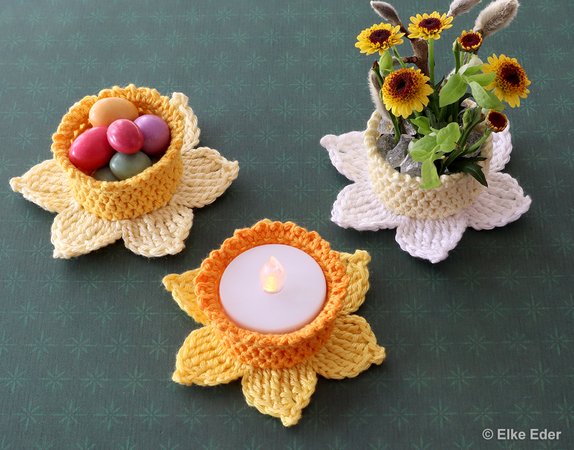 Daffodil, Narcissus – LED tealight holder, gift basket, easter decoration