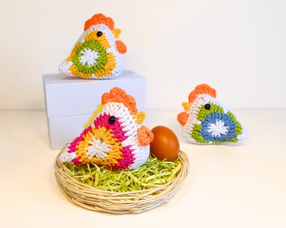 Granny Square Chicken - Home Decor Crochet Pattern for Easter