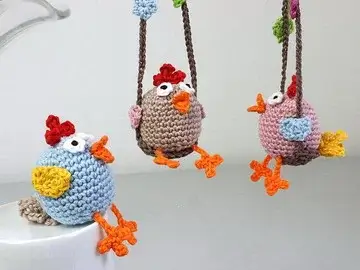 Hen on Swing - Easter Decoration, Car Rear View Mirror Pendant