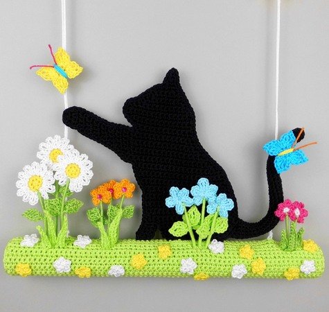 Little chubby cat - hanging decoration for doors & walls