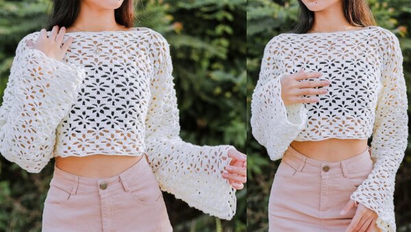 Crochet Floral Lace Sweater Tutorial