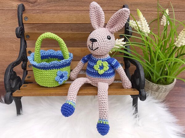 Mr. BUNNY with basket - crochet pattern