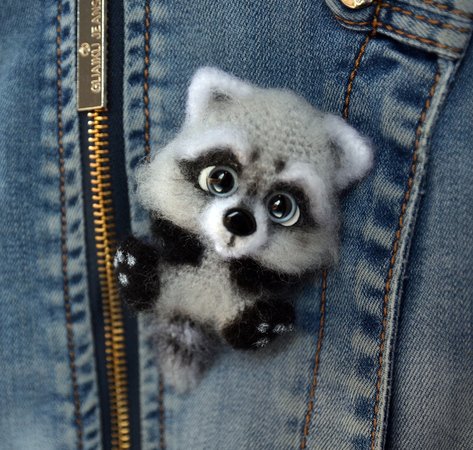 Raccoon and Fox Brooches