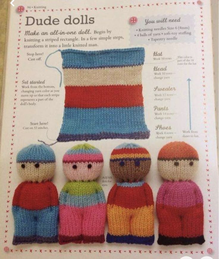 Soft Dolls Knitted with Two Needles Step by Step