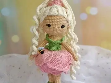 Crochet pattern doll, flower fairy amigurumi