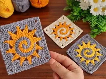 Crochet "Spiral Sun" Granny Square I Tutorial