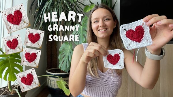 CROCHET HEART GRANNY SQUARE TUTORIAL