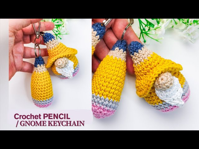 Pencil Gnome Keychain Free Crochet Pattern
