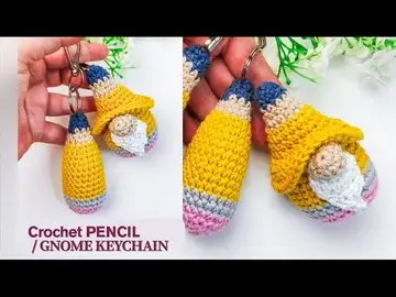 Pencil Gnome Keychain Free Crochet Pattern