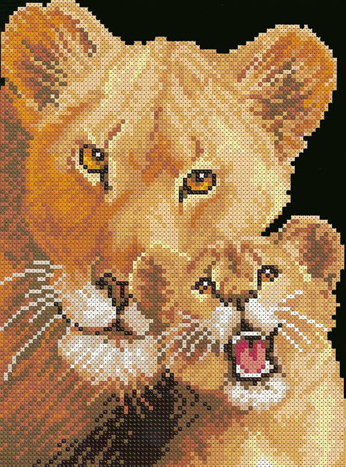 Lioness and her cub - Free Cross Stitch Pattern