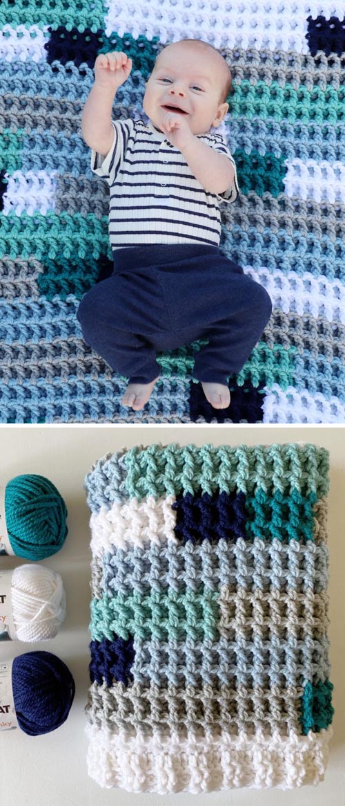 Crochet Waffle Stitch Playmat Blanket - Free Pattern