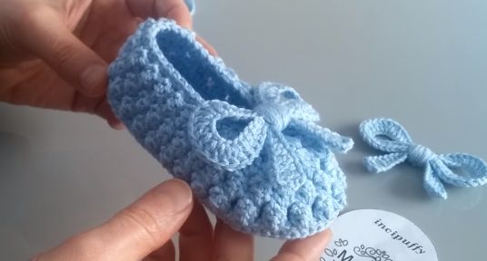 Popcorn Stitch Baby Shoes - Tutorial