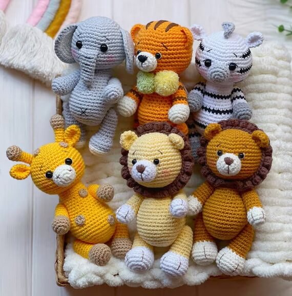 5-in-1 Safari Amigurumi Crochet Pattern Pack