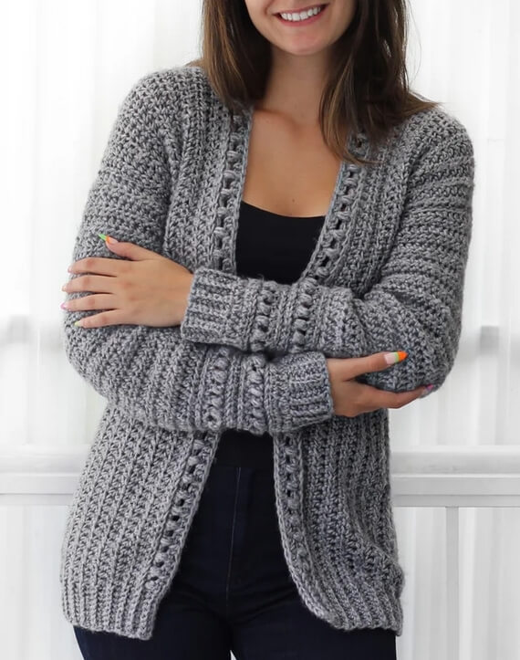 Andrea Crochet Cardigan Pattern, XS-3XL Sizes