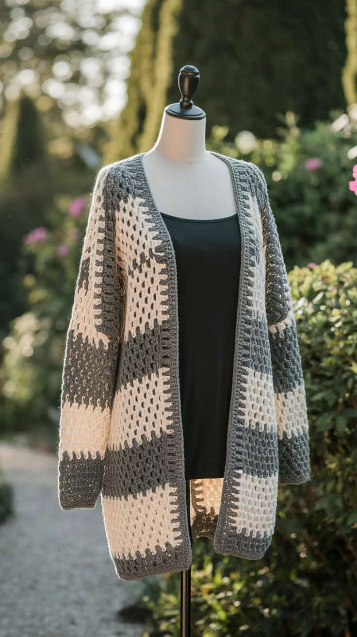 Beginner’s Easy Granny Hexagon Cardigan Crochet Pattern