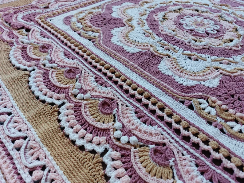 Blooming Joy” Vintage-Style Crochet Blanket Pattern PDF